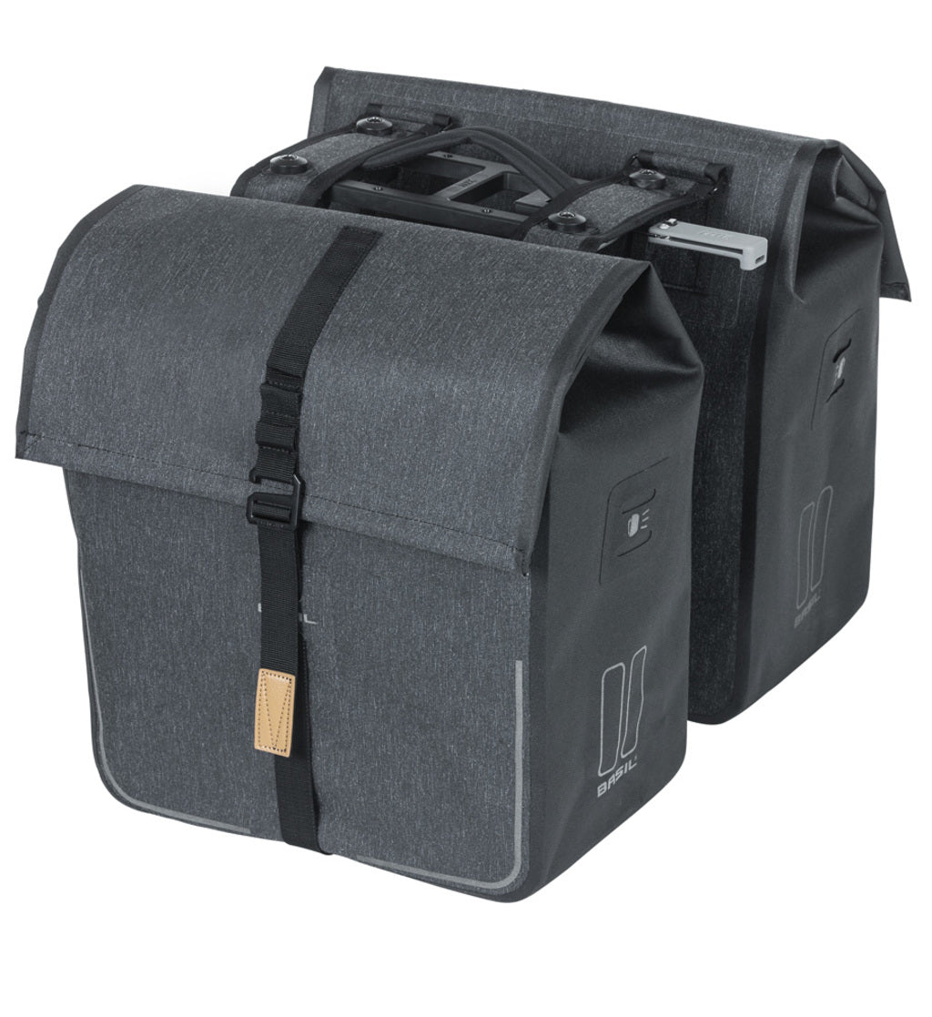Dubbele-Fietstas-Basil-Urban-Dry-MIK-Charcoal-Melee-50-Liter Dubbele-Fietstas-Basil-Urban-Dry-MIK-Charcoal-Melee-50-Liter